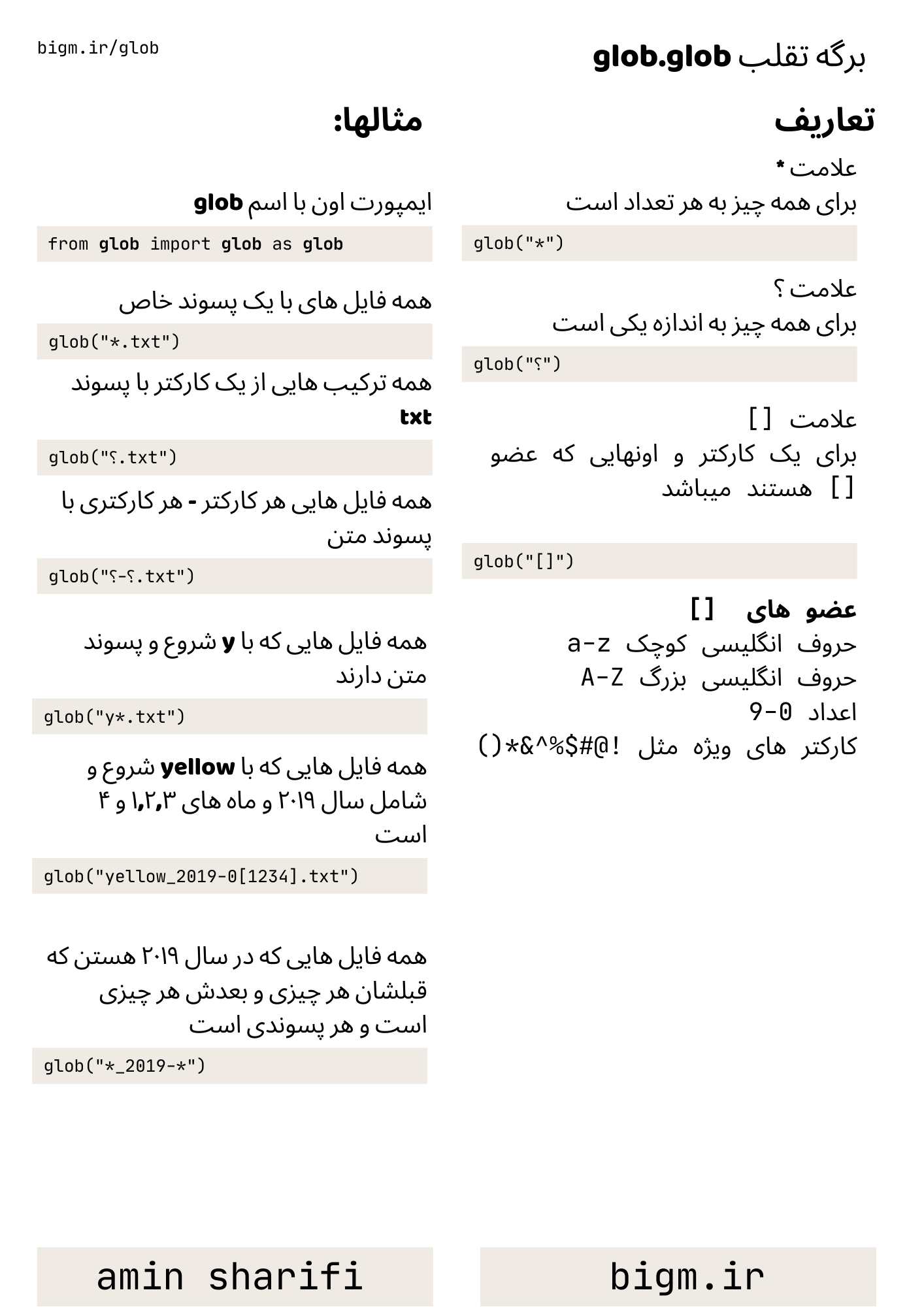 python glob cheat sheet