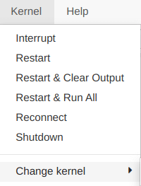 Kernel menu in jupyter noteobook
