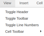 view in jupyter notebook menu