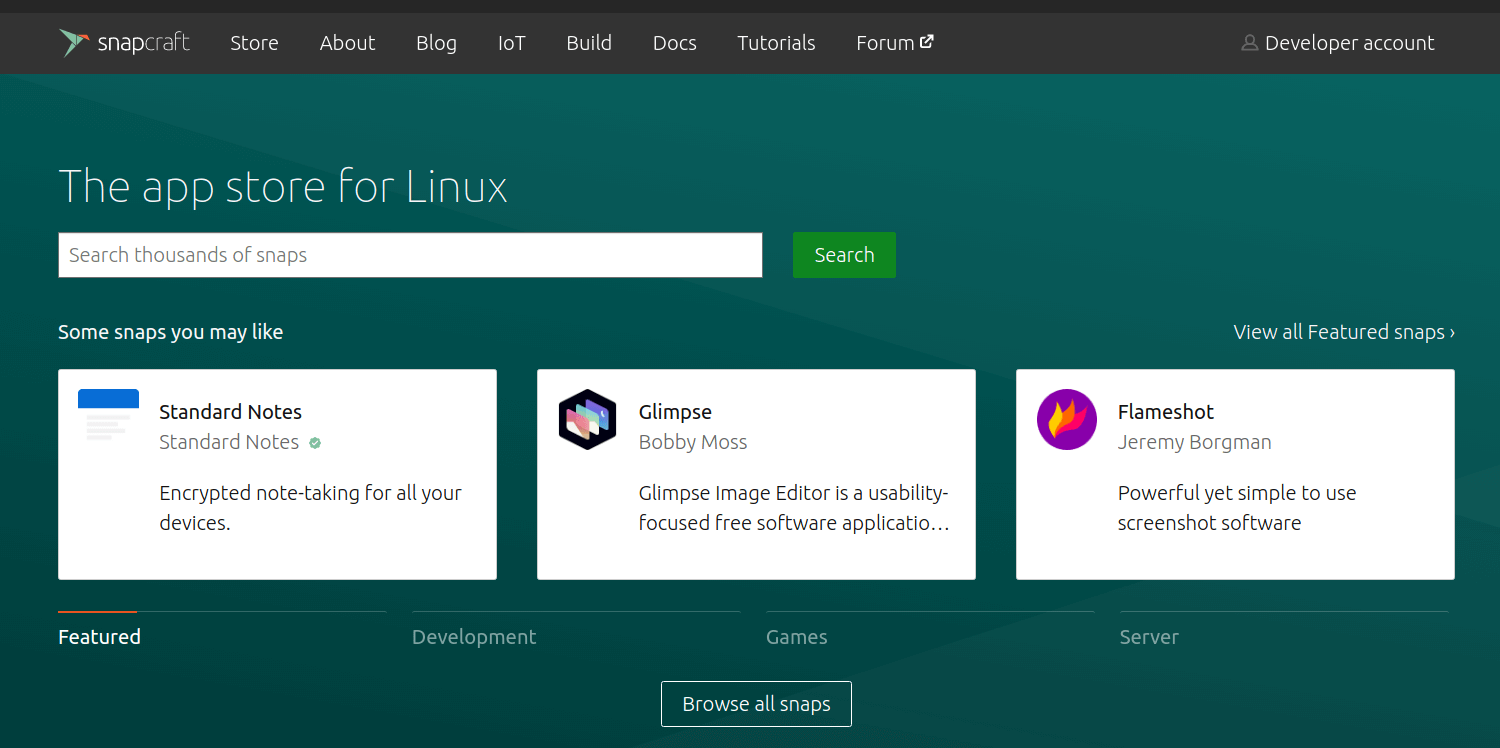 سایت پکیچ منجر snapcraft